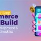 Ecommerce store build illustration showing mobile shopping app, cart, and online store elements