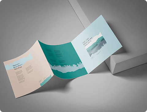 Brochure design mockup — blue brochure