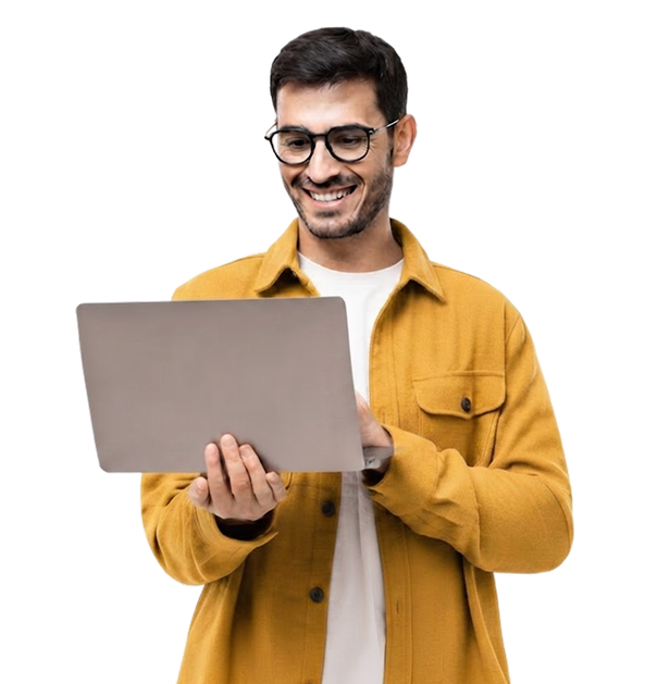 Branex specialist reviewing a website project on a laptop